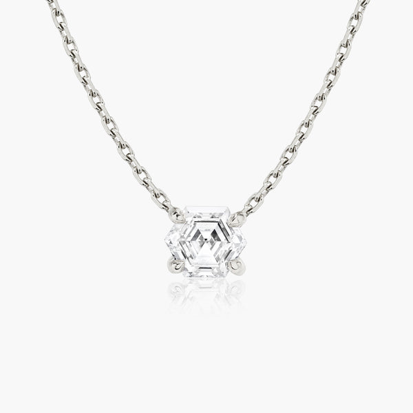 Iconic Hexagon 14K Whitegold Necklace w. Lab-Grown Diamonds, 0.75 ct.