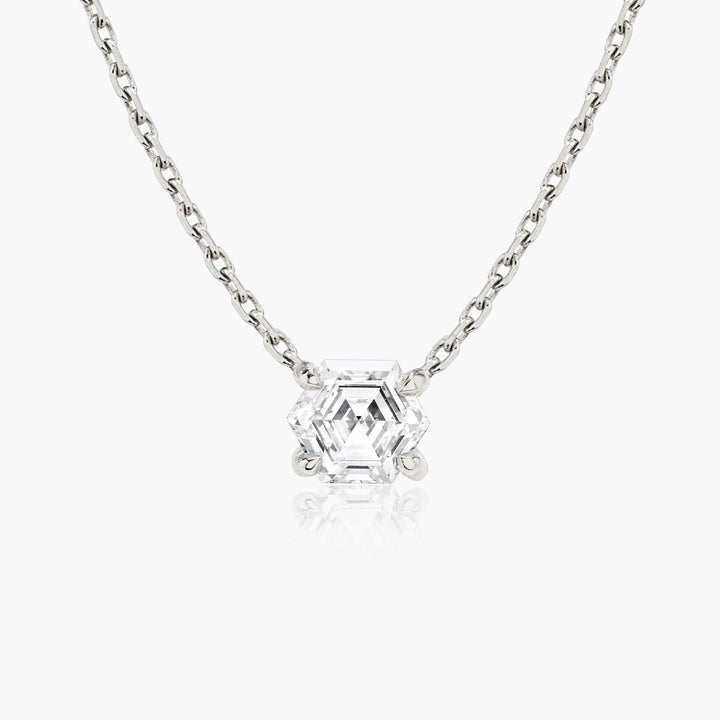 Iconic Hexagon 14K Whitegold Necklace w. Lab-Grown Diamonds, 0.75 ct.