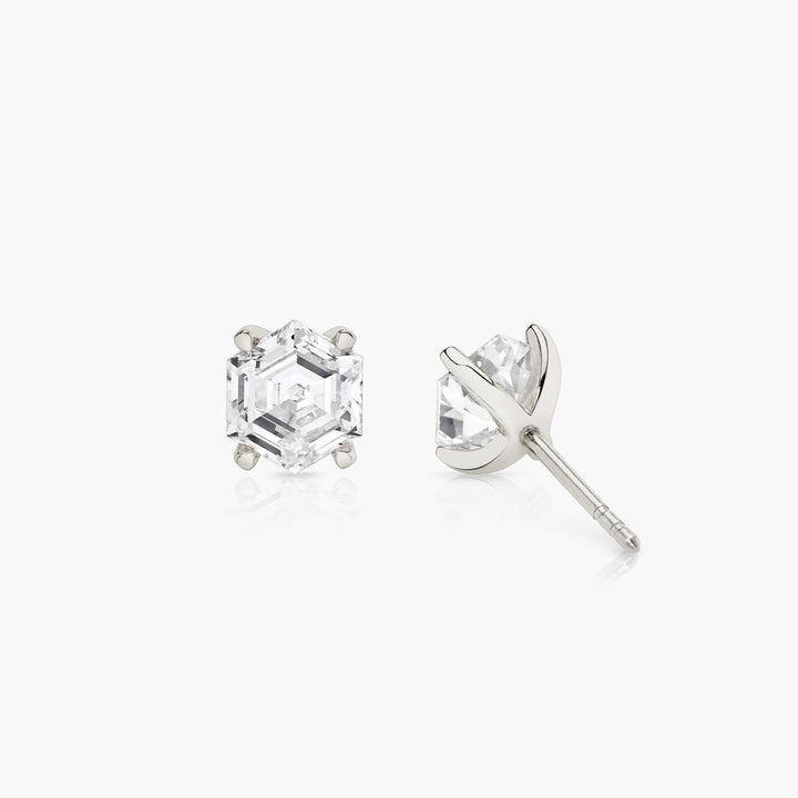 Iconic Hexagon 14K Whitegold Studs w. Lab-Grown Diamonds, 0.75 ct.