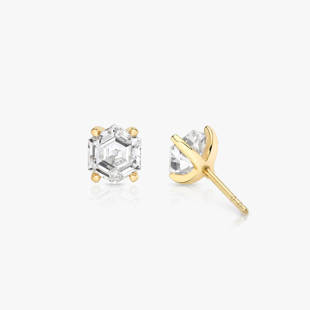 Iconic Hexagon Ohrstecker aus 14K Gold I Labor-Diamanten, 0.75 Kt.