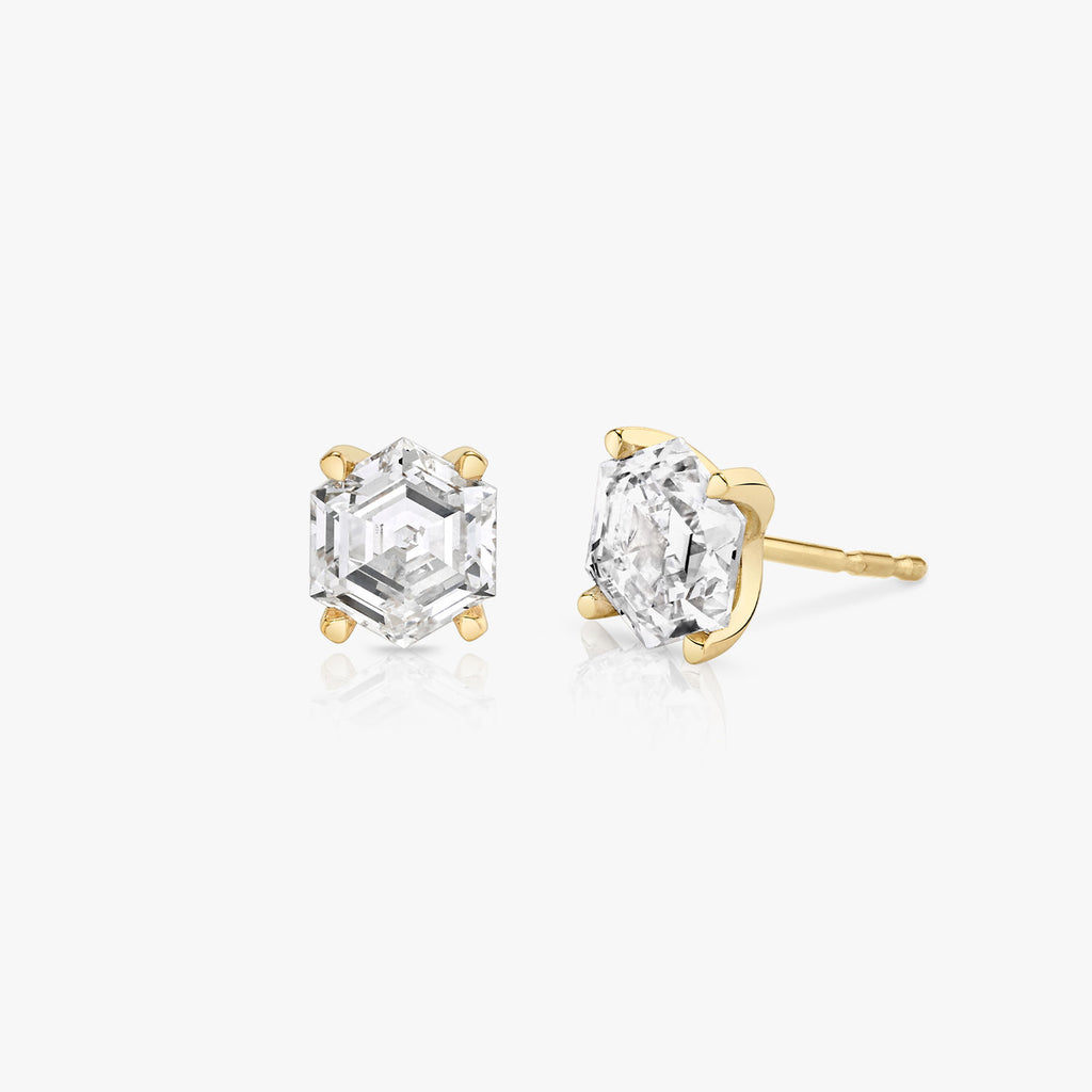 Iconic Hexagon Ohrstecker aus 14K Gold I Labor-Diamanten, 0.75 Kt.