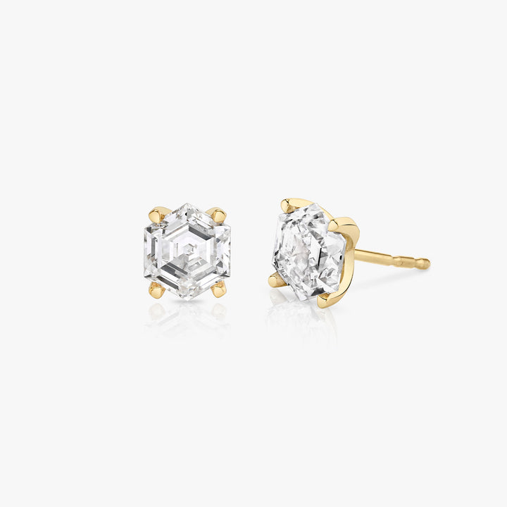 Iconic Hexagon 14K Gold Studs w. Lab-Grown Diamonds, 0.75 ct.