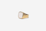 IX Cushion Moonstone Signet Gold Plated Ring