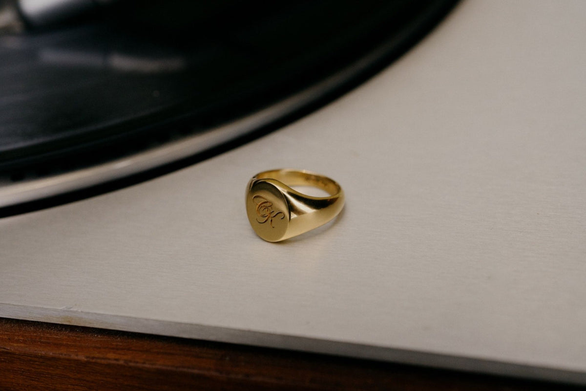 IX Mini Oval Signet 22K Gold Plated Ring