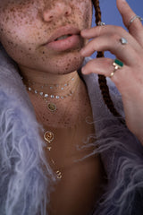 9 Medallion 18K Gold Necklace w. Diamonds