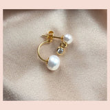 Pure Shore 18K Gold Plated Stud w. White Pearls