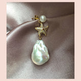 Starfish Ohrstecker I Goldplattiert 18K I Weiße Perlen