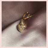 Large Conch 18K Gold Plated Hoop w. Colored Zirconia