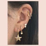 Sparkly Seestern 18k Gold plattiert Reifen mit. Weiße Zirkonia