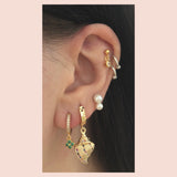 Large Conch 18K Gold Plated Hoop w. Colored Zirconia