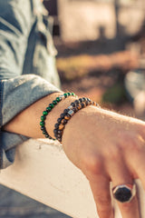 ColorUp (6mm) Silver Bracelet w. Green Tiger's Eye