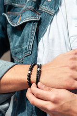 Black Bolo Rhodinated Silver Bracelet