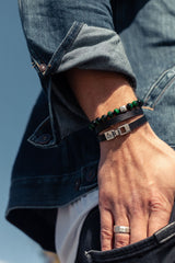 ColorUp (8mm) Silver Bracelet w. Green Tiger's Eye