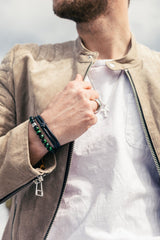 ColorUp (8mm) Silver Bracelet w. Green Tiger's Eye