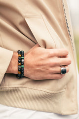 ColorUp Los Angeles (6mm) sølv Armbånd m. Onyx & Tigerøje