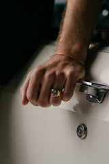 IX Cushion Turtle Agate Gold Plated Signet Ring