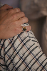 IX Oval Signet Tiger Eye Ring