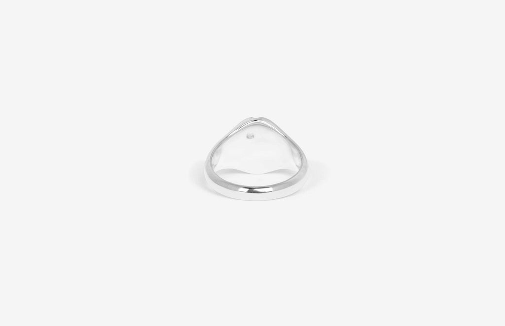 IX Mini Oval Nature Signet Sølv Ring m. Zirkon