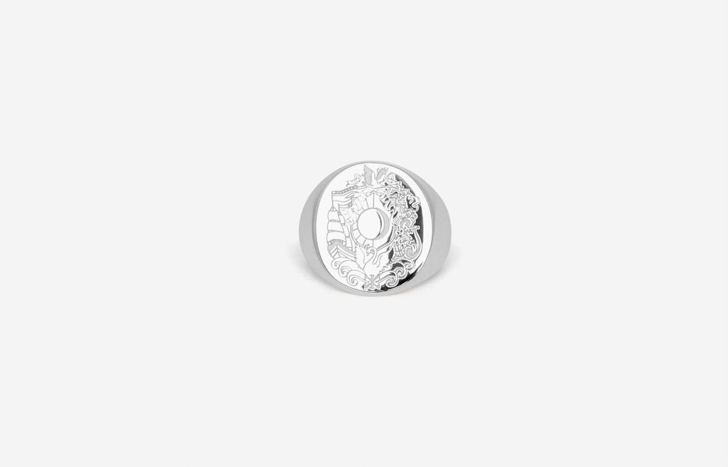 IX Oval Family Crest Signet Ring