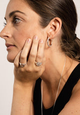 IX Mini Oval Nature Signet Sølv Ring m. Zirkon