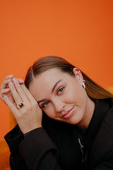 IX Cushion Signet Silver Ring w. Tiger's Eye Ring