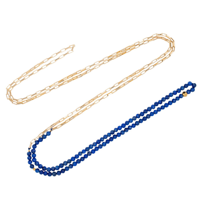 Multi Gold Plated Necklace w. Lapis