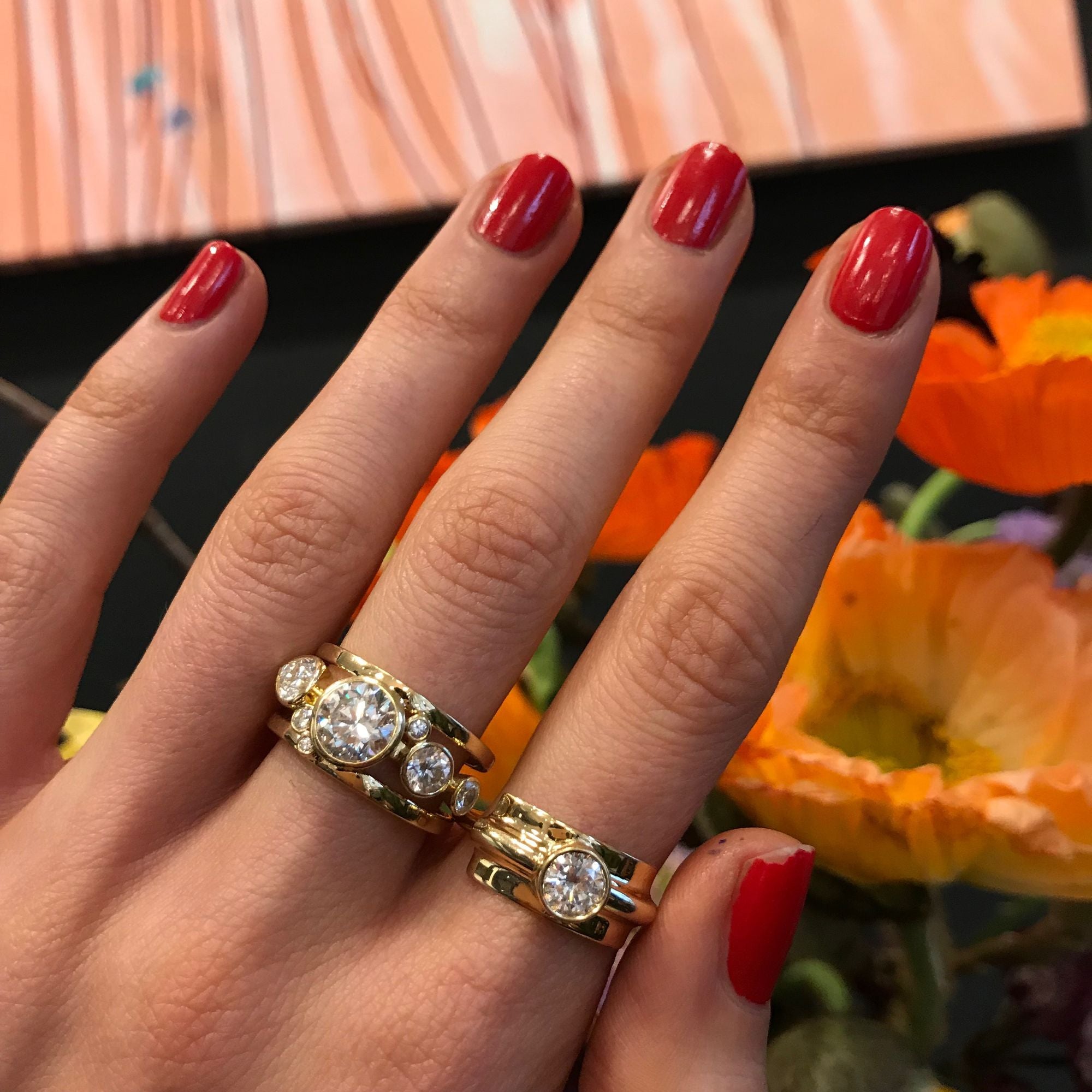 High Five 18K Gold Ring w. Diamonds