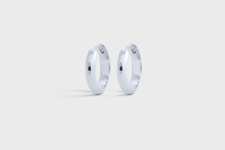 IX Chunky Edge Silver Hoop