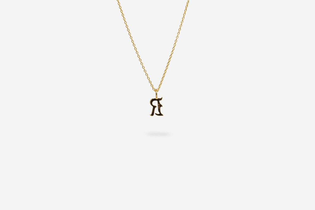 IX R Letter 22K Gold Plated Pendant