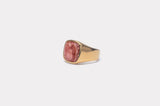 IX Cushion Rhodocrosite Signet Gold Plated  Ring