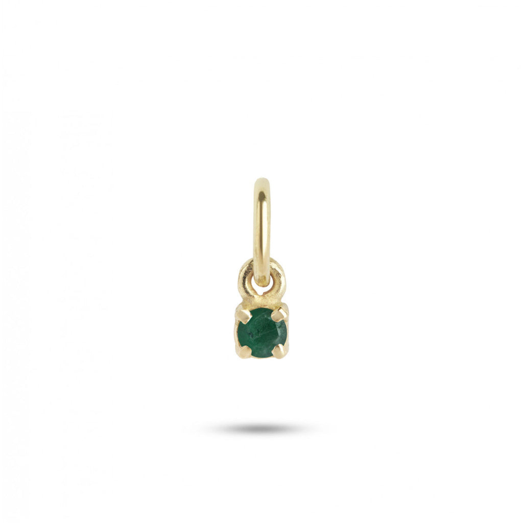 Birthstone May Green 18K Gold Pendant w. Emerald