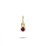 Birthstone July Purple 18K Gold Pendant w. Ruby