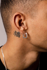 IX Bold Square Silver Hoop