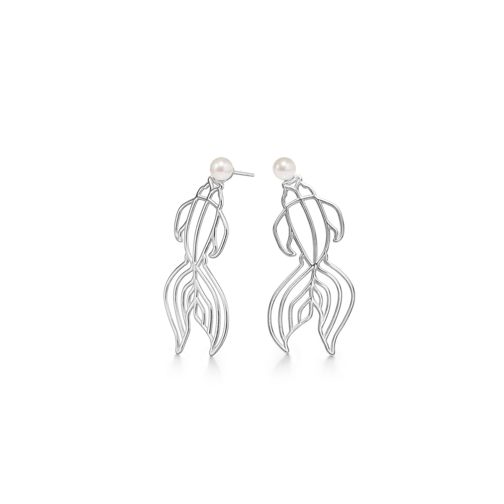 Koi Silver Earrings w. Pearl