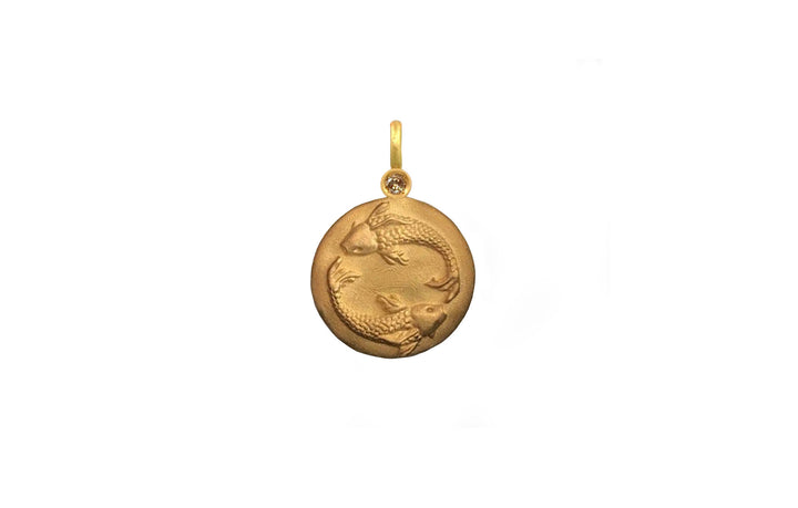 Koi Fish 14K Gold, Whitegold or Rosegold Pendant w. Diamond