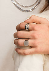 IX Octagon Signet Silver Ring
