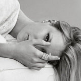 Large Lace Pavé 18K Whitegold Ring w. Diamonds