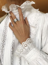 Medium Lace Pavé 18K Whitegold Ring w. Diamonds