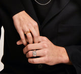 IX Mini Sechseck rot Gold plattiert Ring