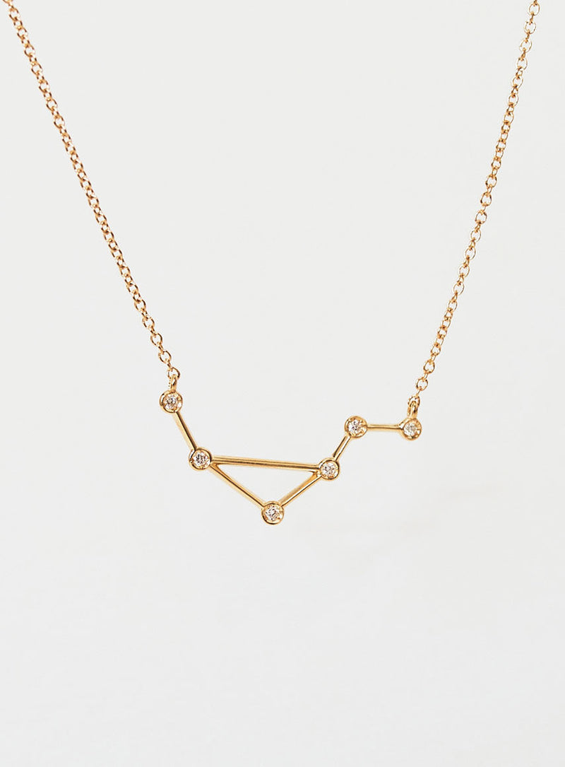 Star Sign Libra 18K Gold Necklace w. Diamond
