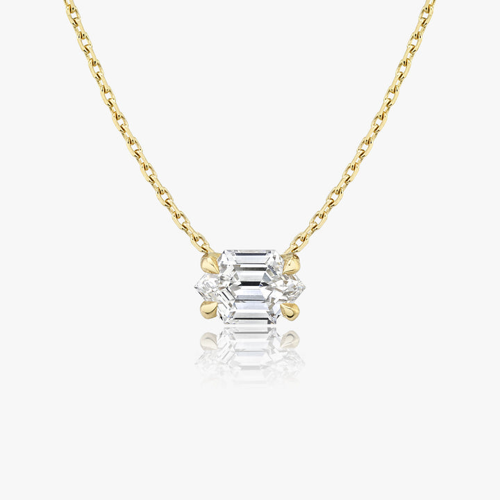 Iconic Long Hexagon 14K Gold Necklace w. Lab-Grown Diamonds, 0.75 ct.