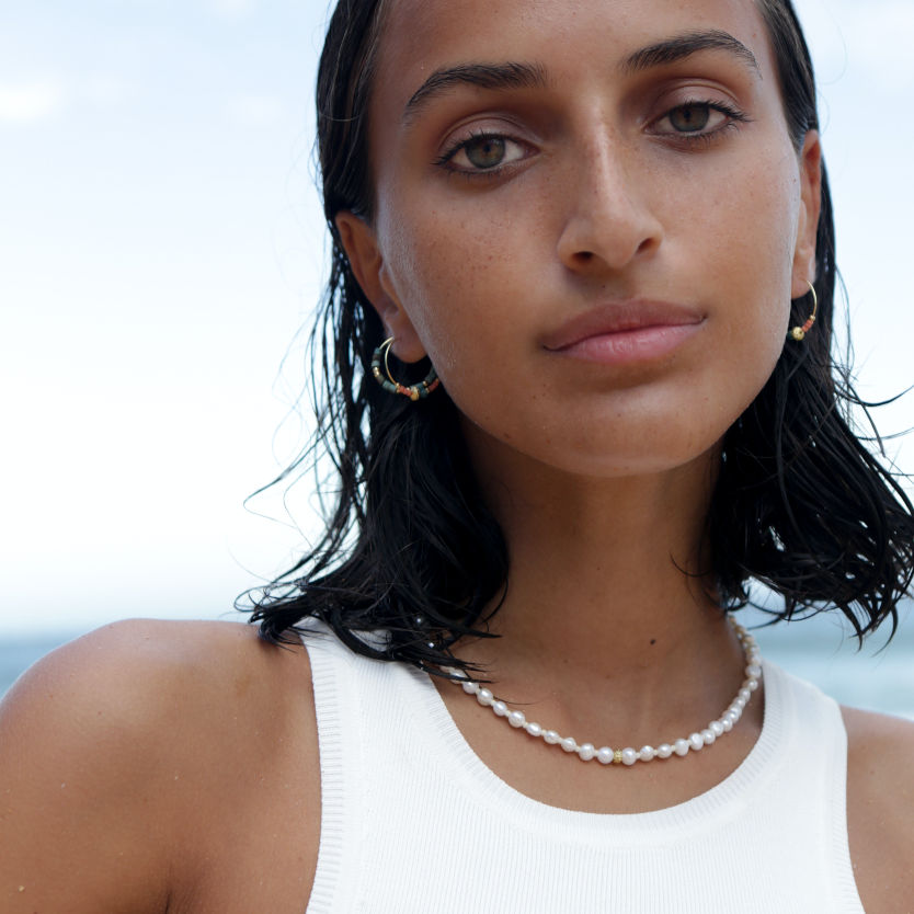 Petit Stellar Pearly Gold Plated Necklace w. Pearls