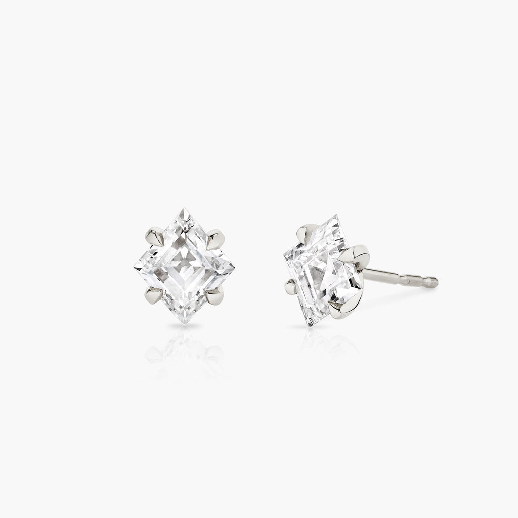 Iconic Lozenge 14K Whitegold Studs w. Lab-Grown Diamonds, 0.75 ct.