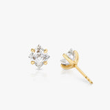 Iconic Lozenge 14K Gold Studs w. Lab-Grown Diamonds, 0.75 ct.