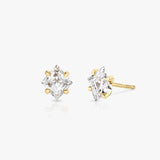 Iconic Lozenge 14K Gold Studs w. Lab-Grown Diamonds, 0.75 ct.