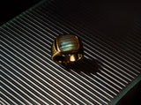 IX Cushion Signet Labradorite Gold Plated Ring