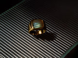 IX Cushion Signet Labradorite Gold Plated  Ring