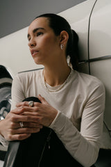 IX Crunchy Edge Silver Hoop