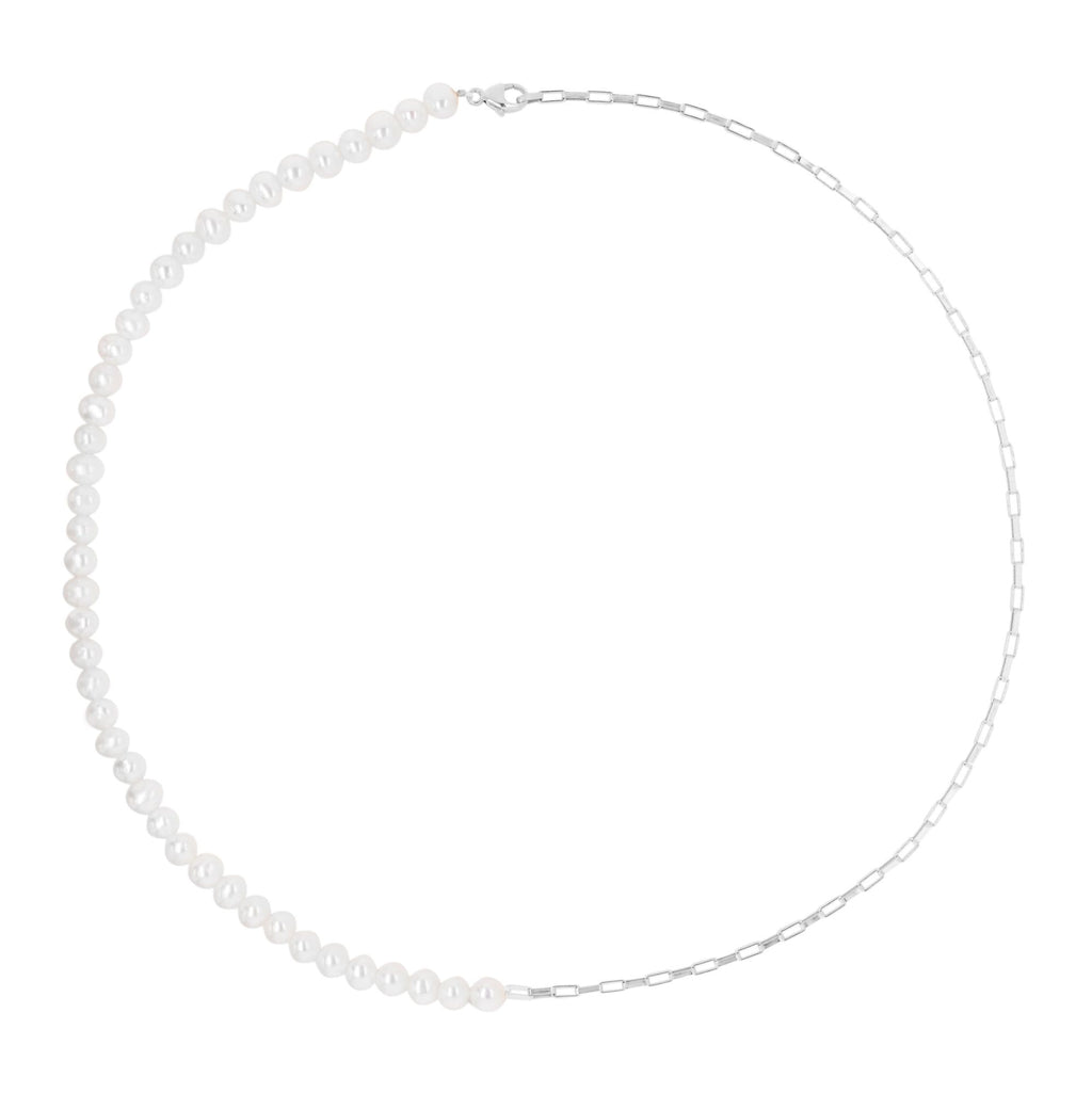 Half Pearls Halskette aus Silber I Perlen