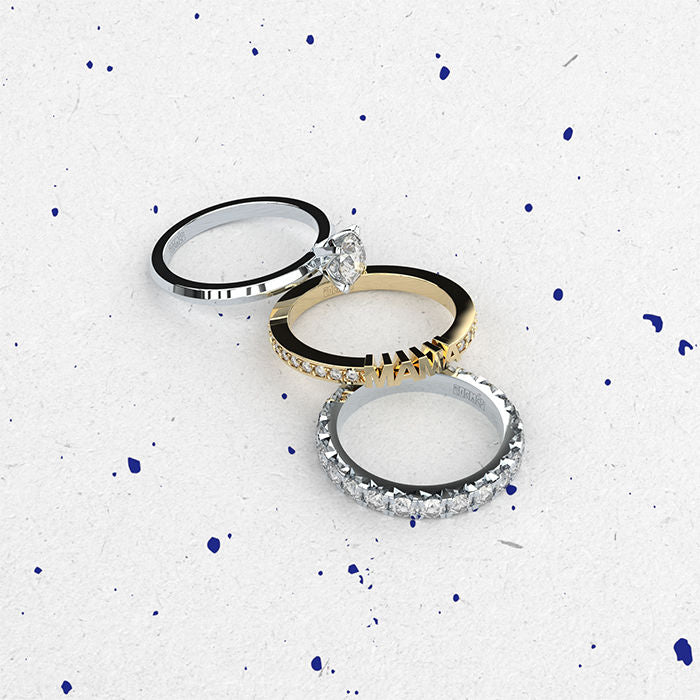 Diventare Eternity Mama 18K Gold Ring con Diamanti coltivati in laboratorio